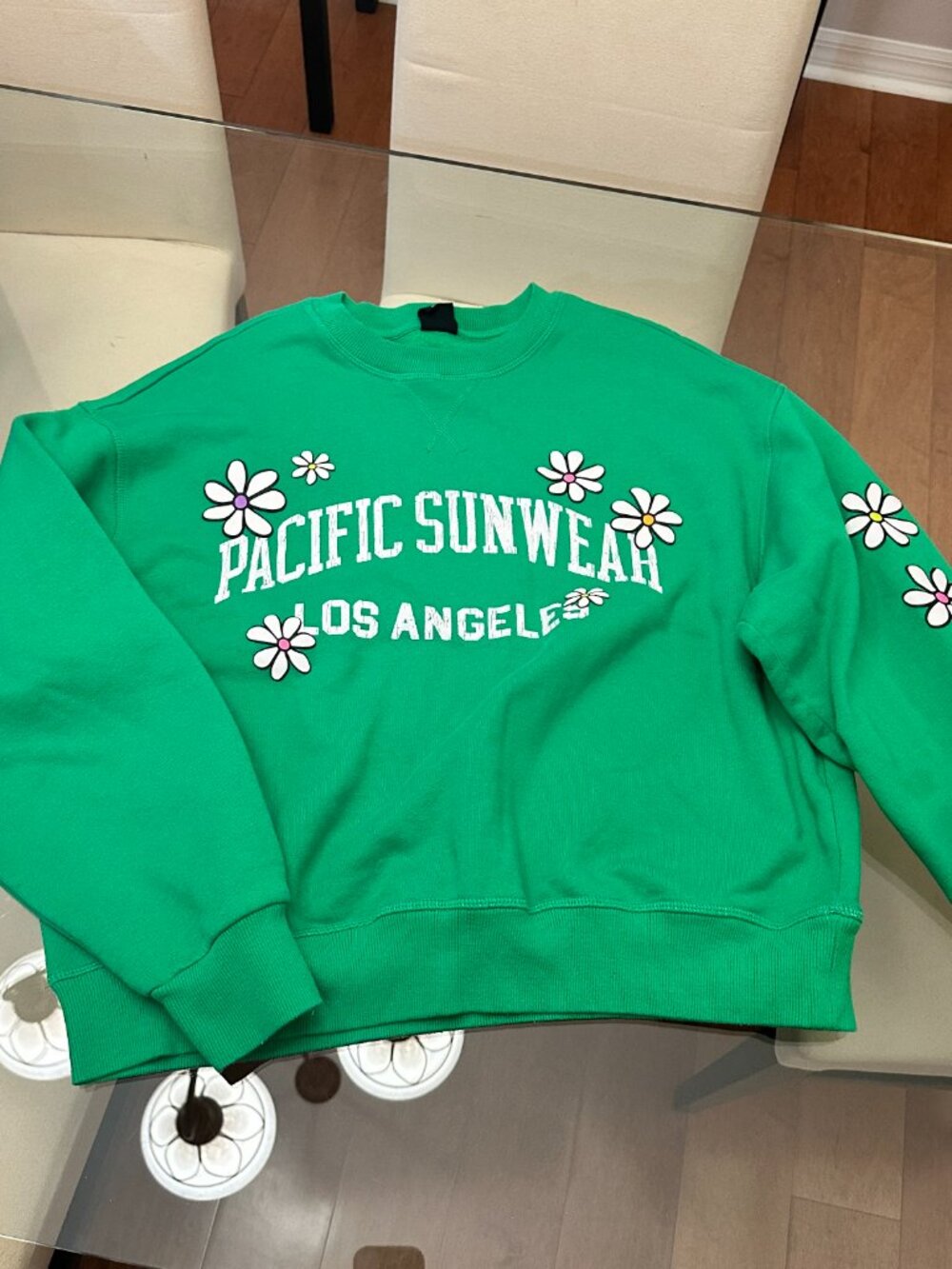 PacSun ladies Green pullover Sweatshirt with White Logo